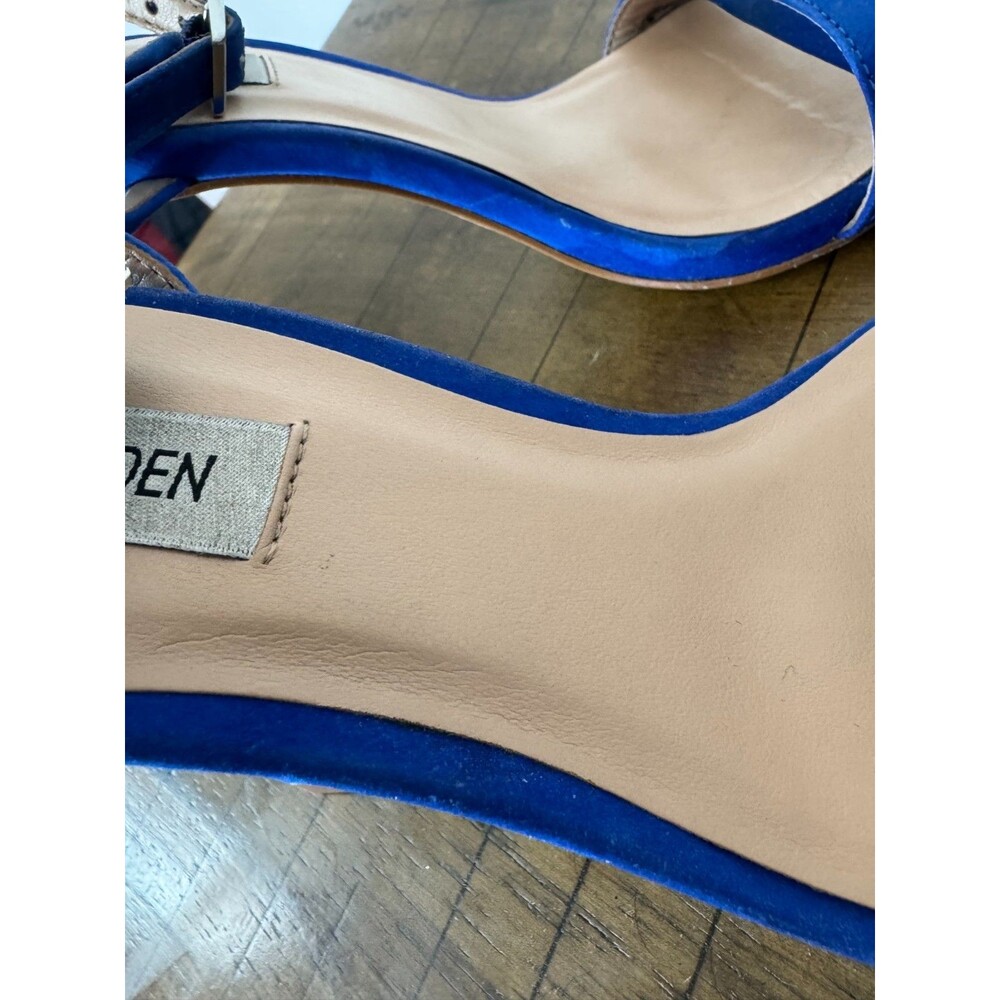 Steve Madden Cobalt Blue Strappy Heels Size 7.5 | Square Toe Stiletto Party Pump - Picture 5 of 10